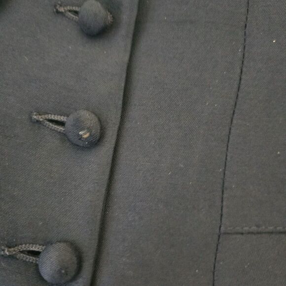 Vintage Infant Coat & Bonnet Set Navy Blue 1950s Double-Breasted Pleated - Picture 3 of 11